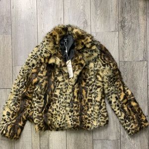 Leopard print fur coat